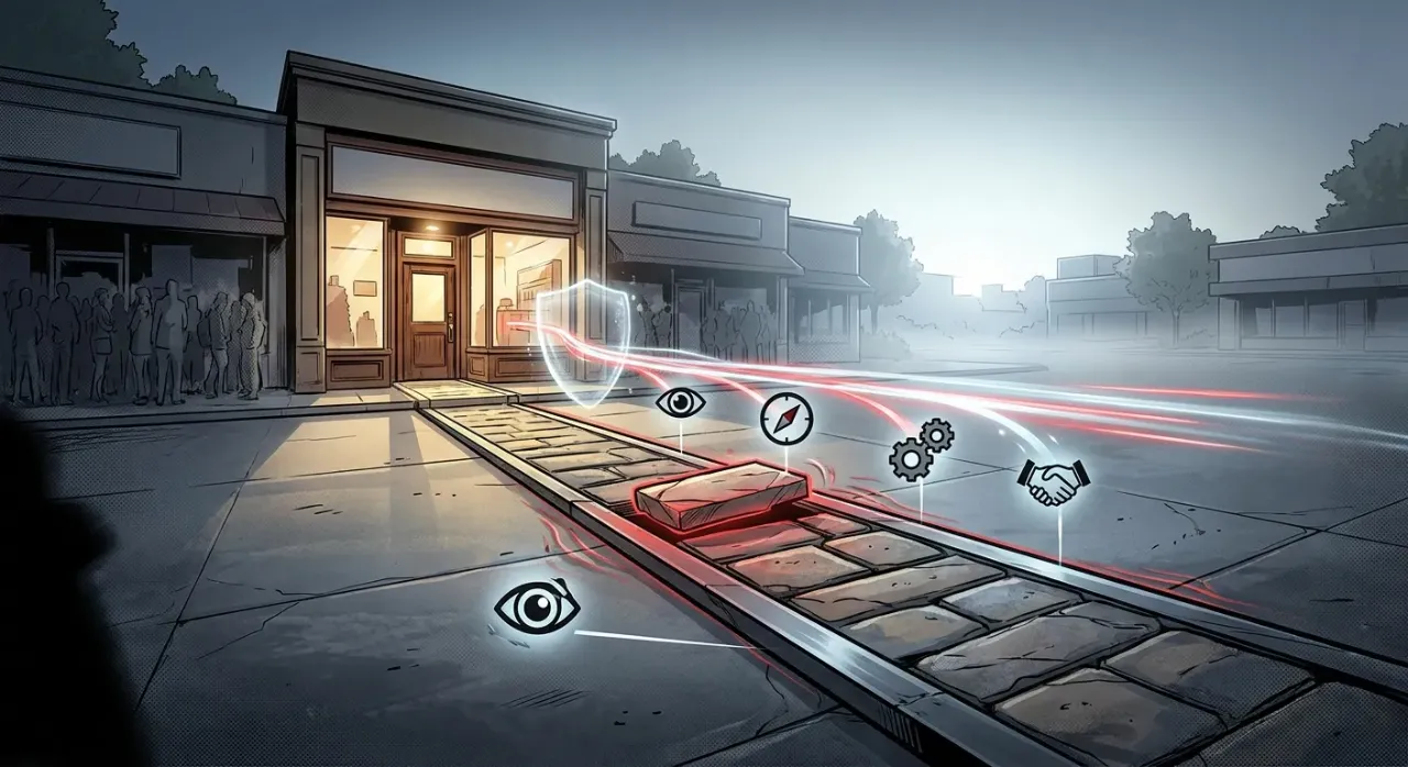 RockN' Socials storefront with digital marketing icons and light trails.