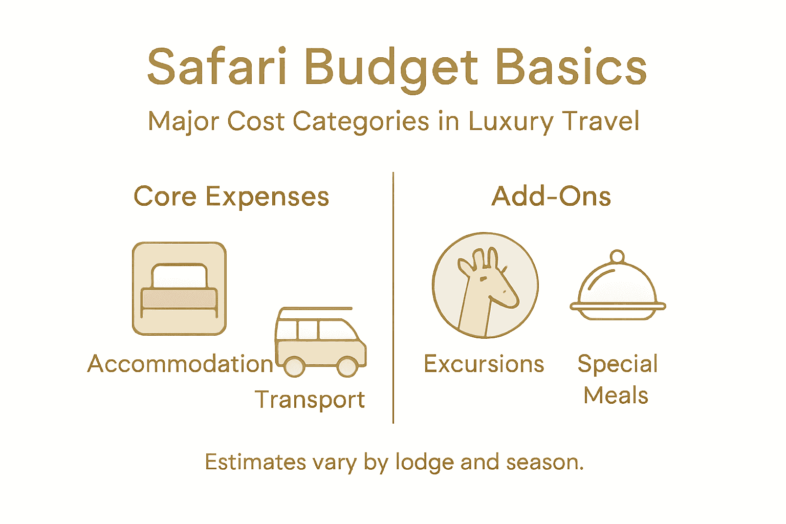 Infographic with safari luxury trip main expenses