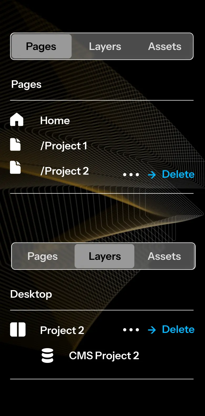 Hero image featuring a greyscaled communication platform on an abstract background.