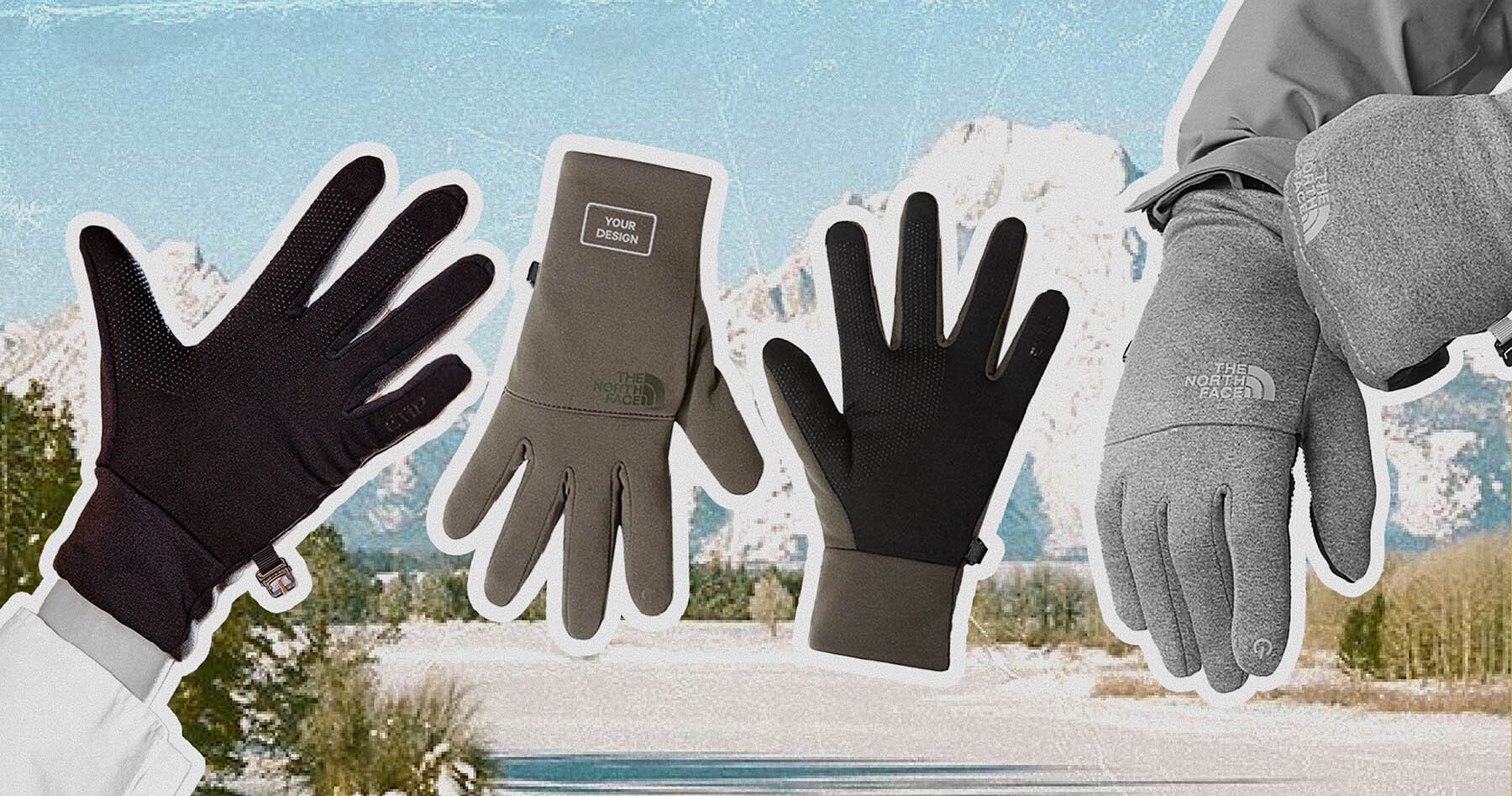 North Face gloves in various styles, ideal winter gear for corporate holiday gifts