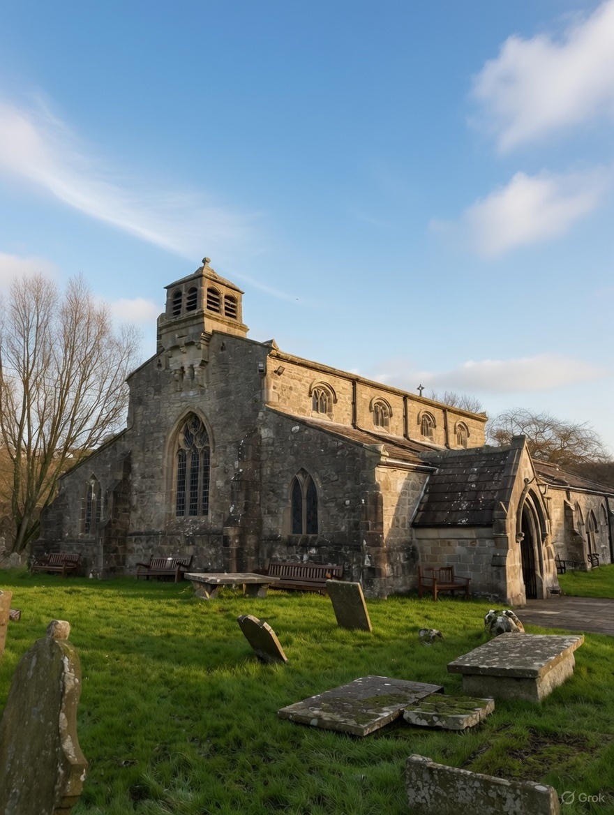 Completed gutter clean at a church in Grassington