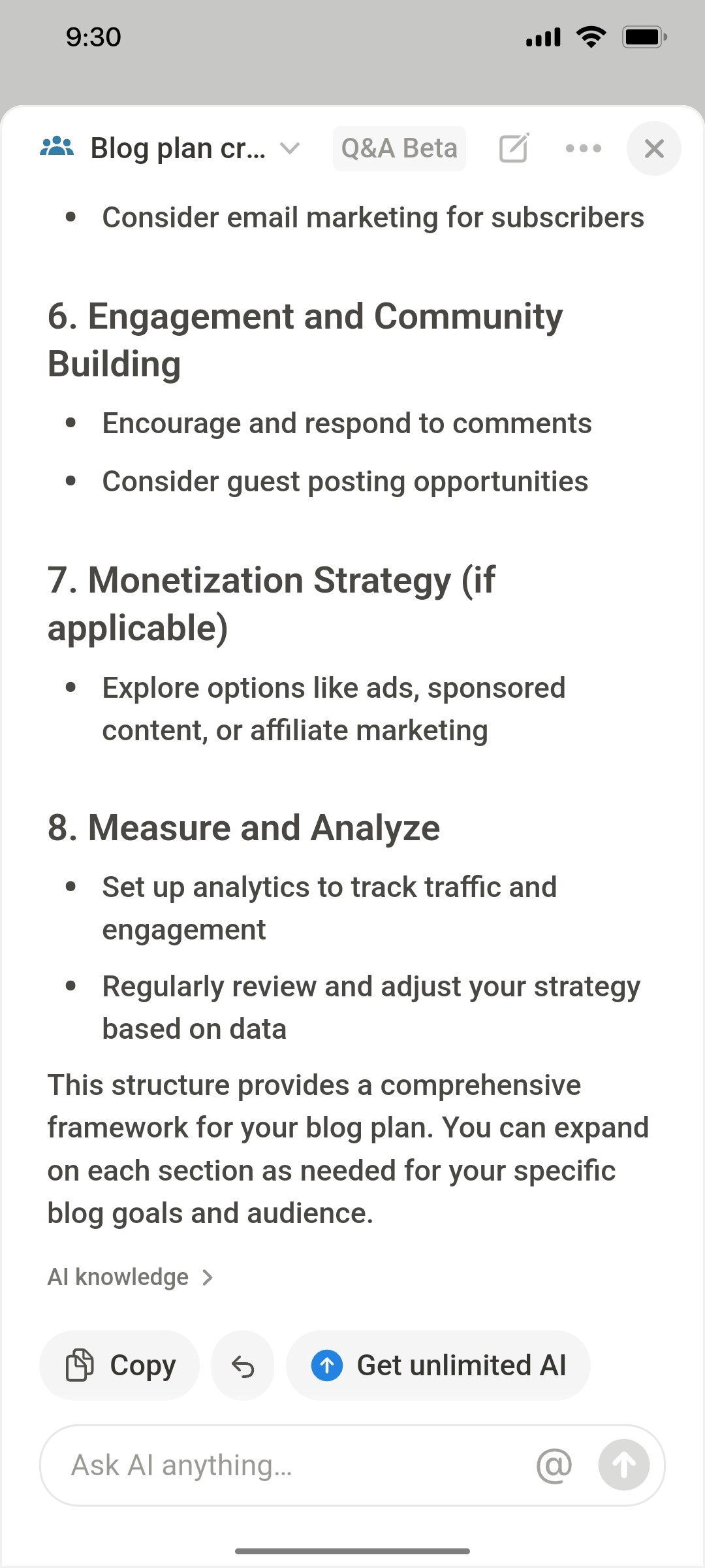Notion App Consider email marketing for Subscrtiption Screen