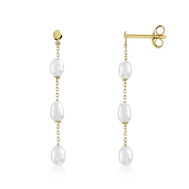 Boucles d'oreilles en or jaune 375 sertie de perles