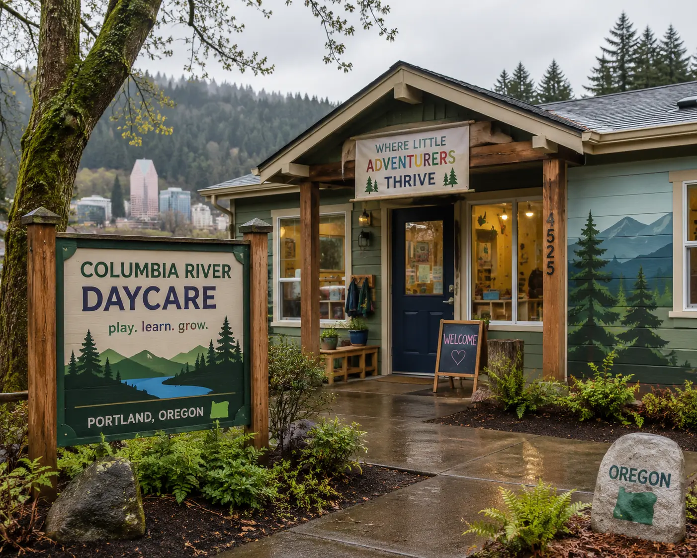 the outside of a daycare center based in portland, or