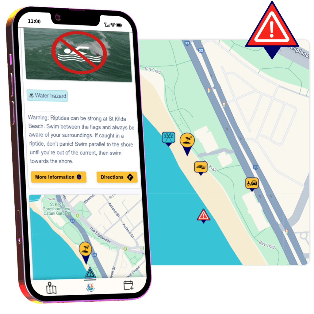 A smartphone showing a locak hazard visitors need to know about