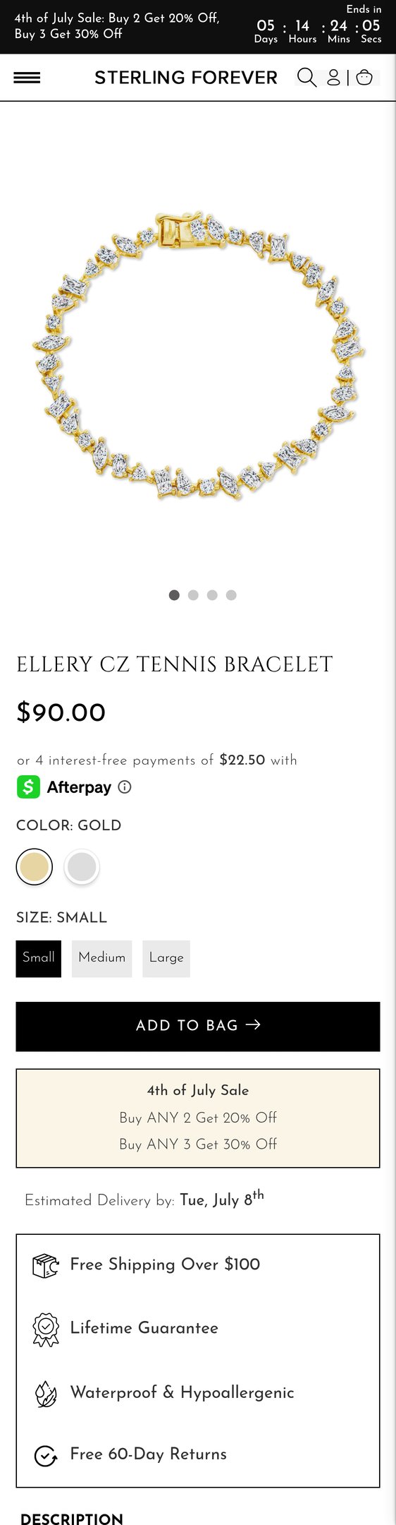 Jewelry product options include: bracelet for Ellery CZ Tennis Bracelet from Sterling Forever.
