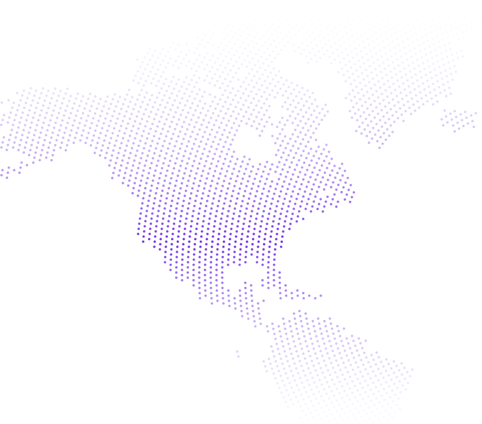 Stylized dotted map of North America representing HENNGE channel-only MSP partner coverage