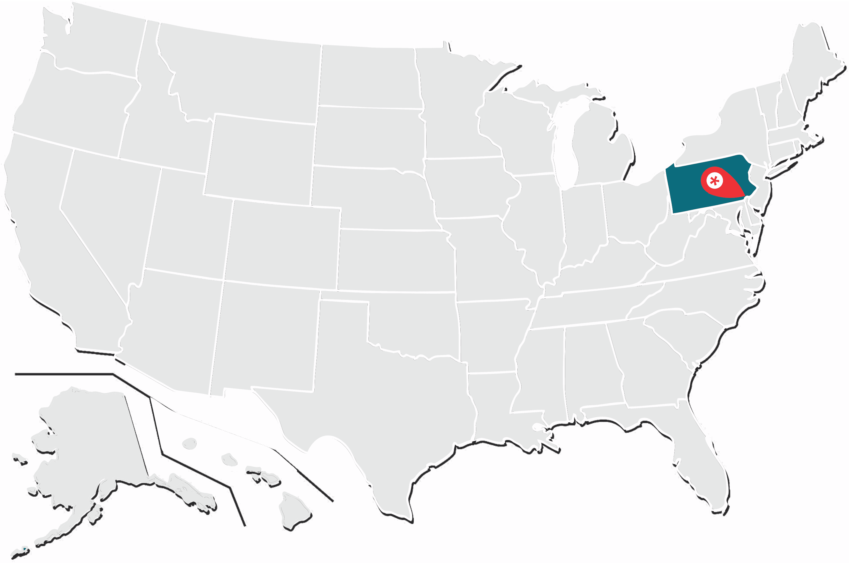 A map showing the states where the Kerry plants are located.