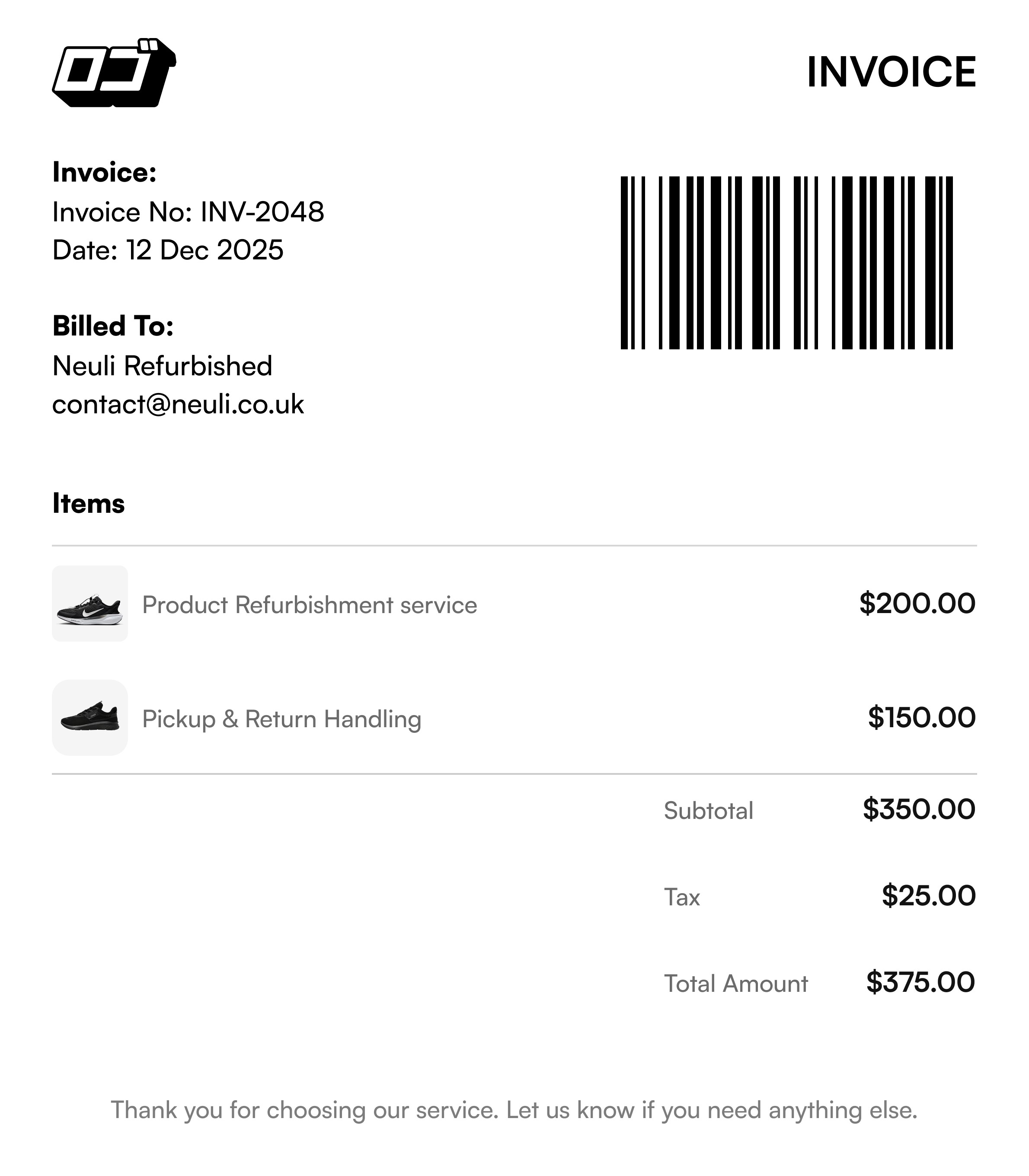 Order confirmation email sent with FlexiPage