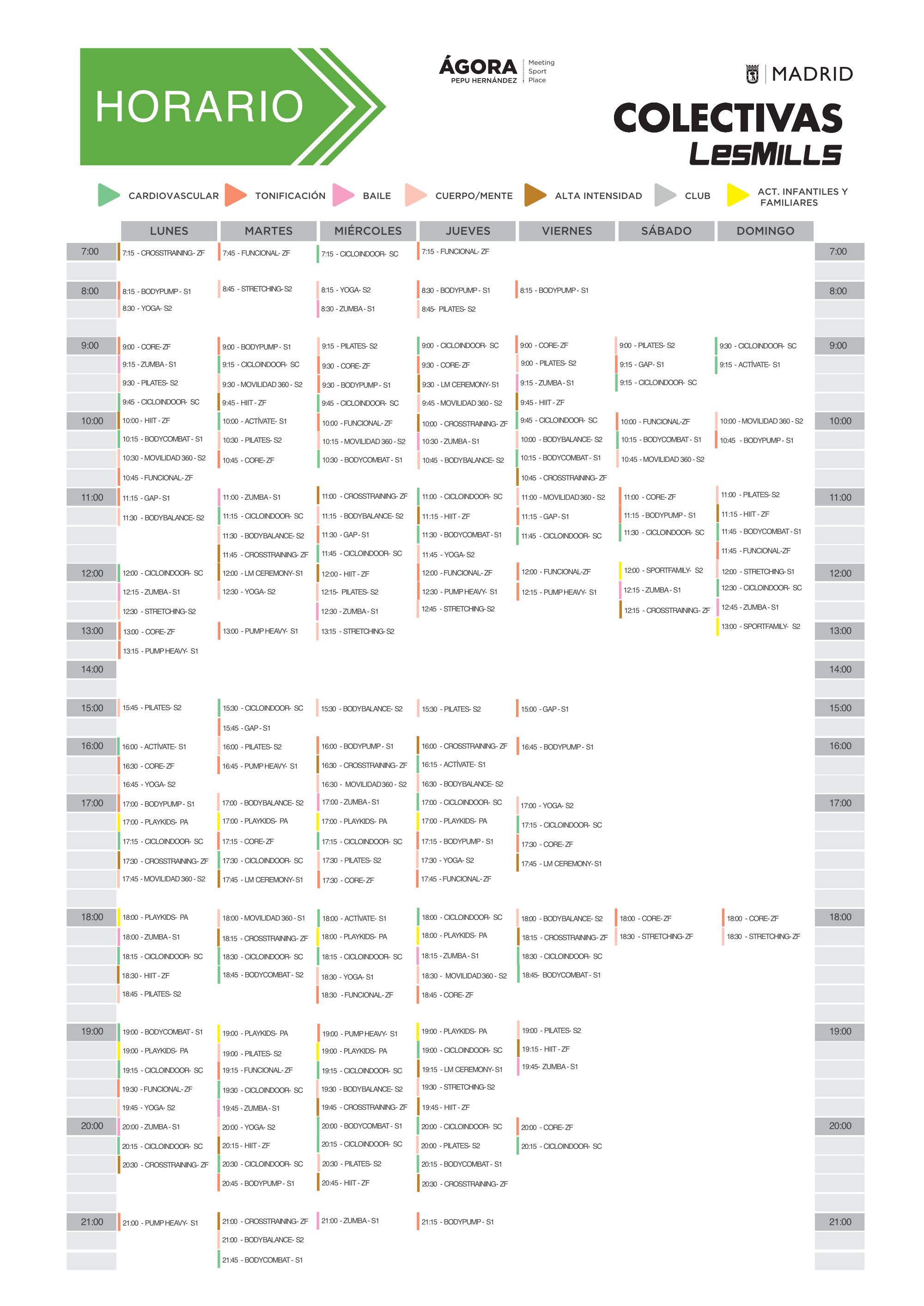horario de actividades de ágora pepu hernández
