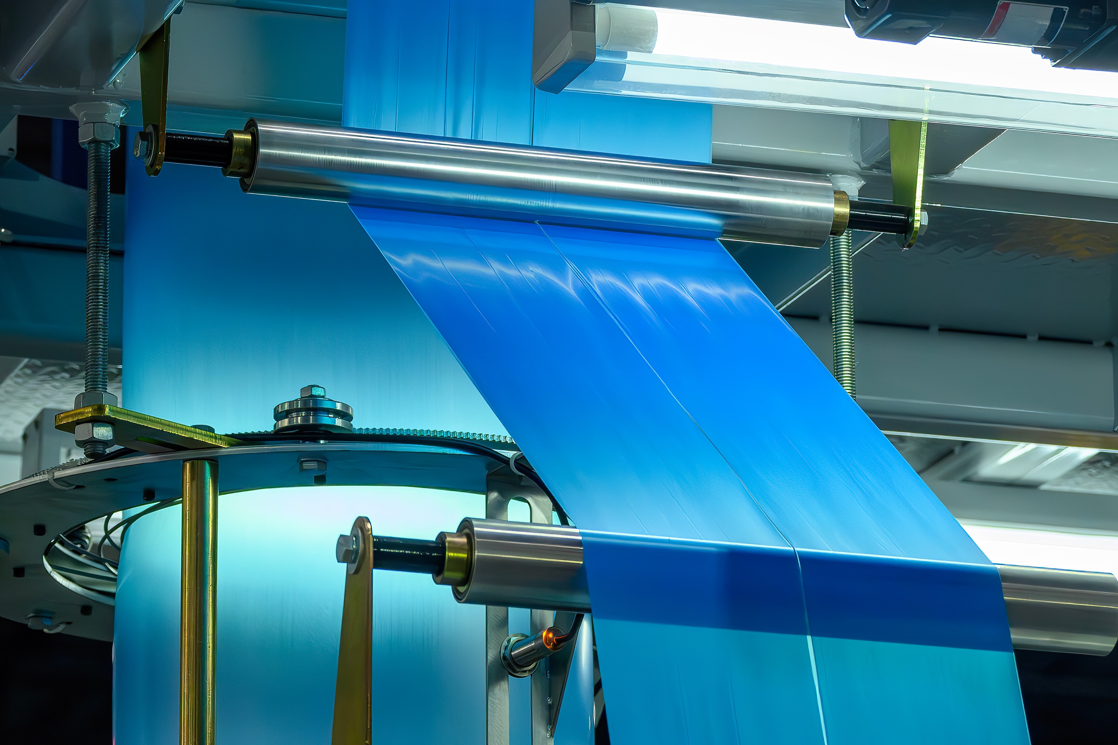 Blue plastic film manufacturing process.