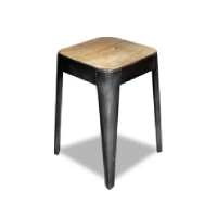 Tabouret bas "Design industriel et bois de mangue"