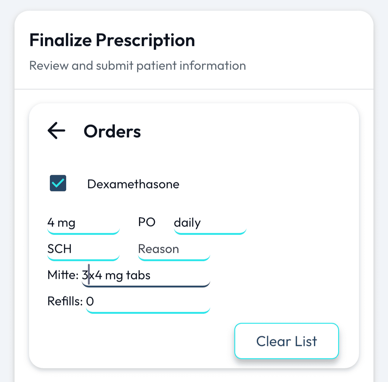 Edit Prescriptions