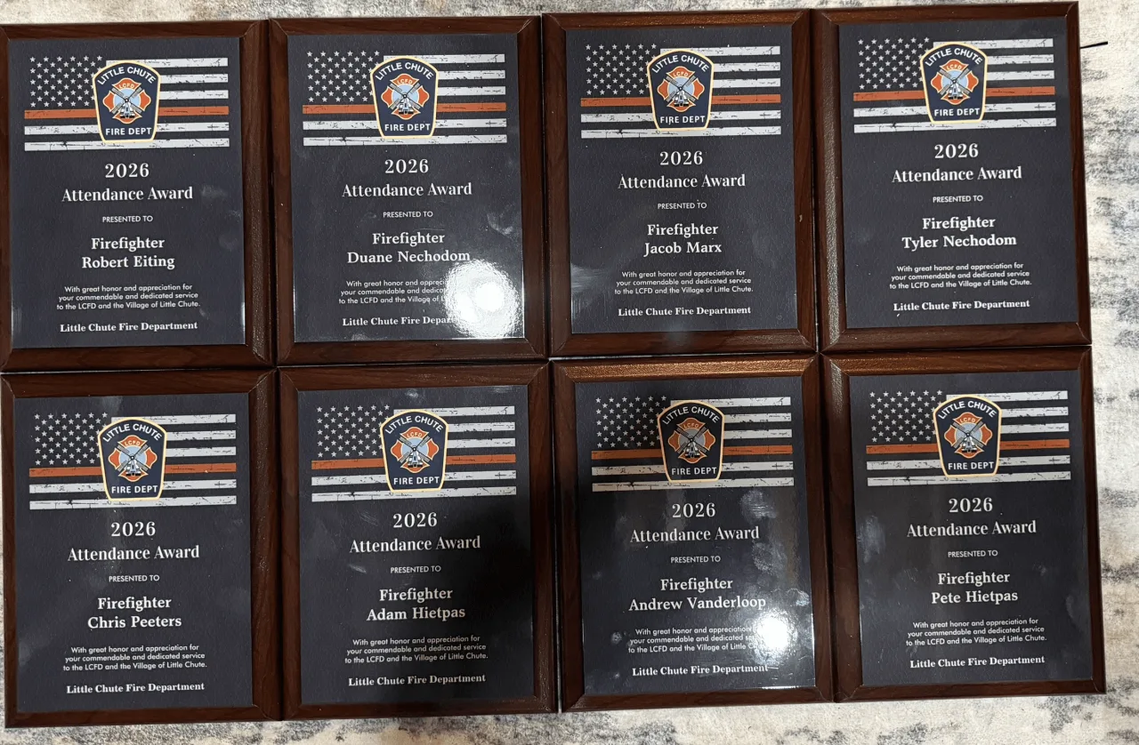 Custom engraved Little Chute Fire Department award plaques