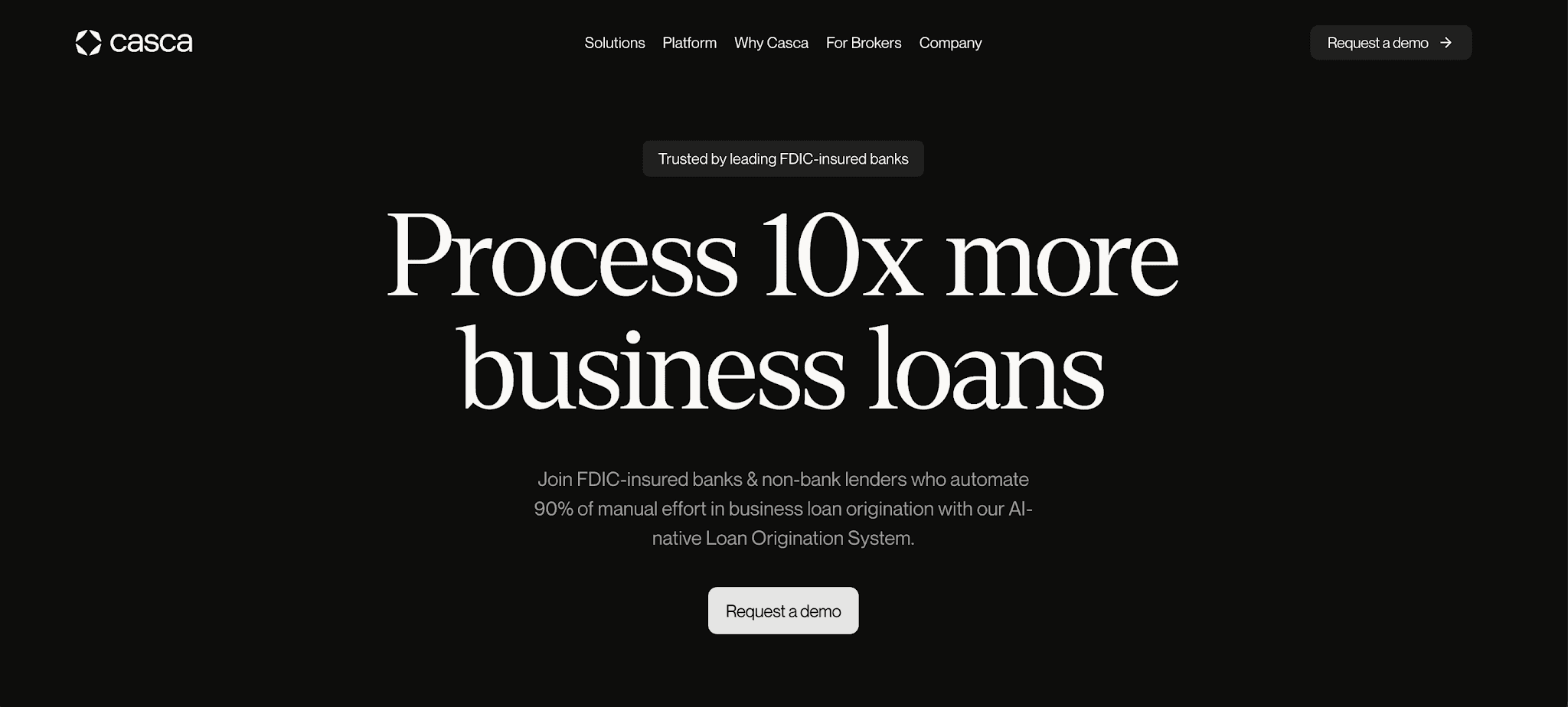 Casca website homepage