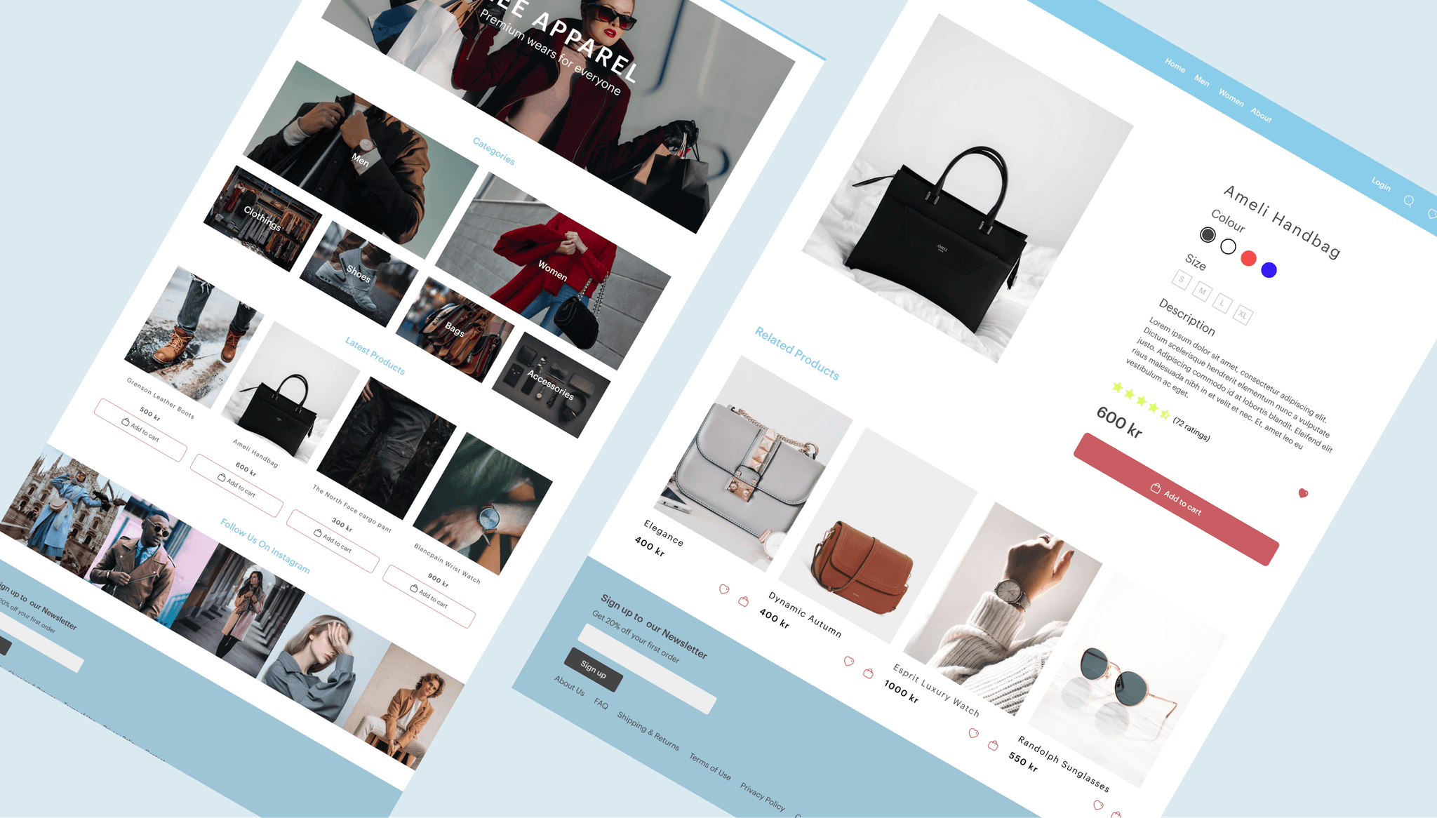 Landing page shot of an e-commerce website