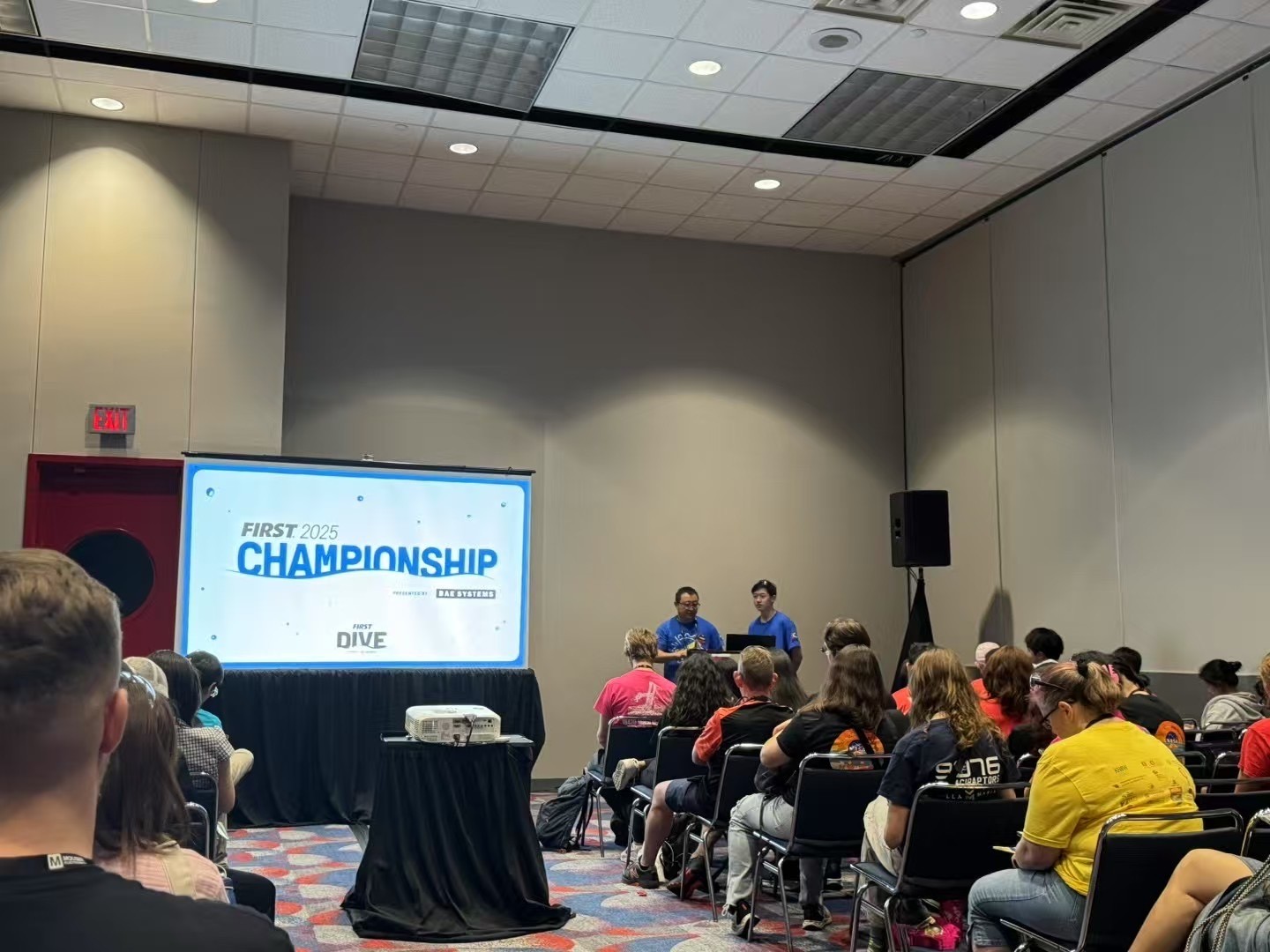 FRC 10015 Bubbles Coach Dahai and Team Captain Ryan Zhang presents SolversMind’s Student-Led Growth Model at 2025 FIRST World Championship Conference