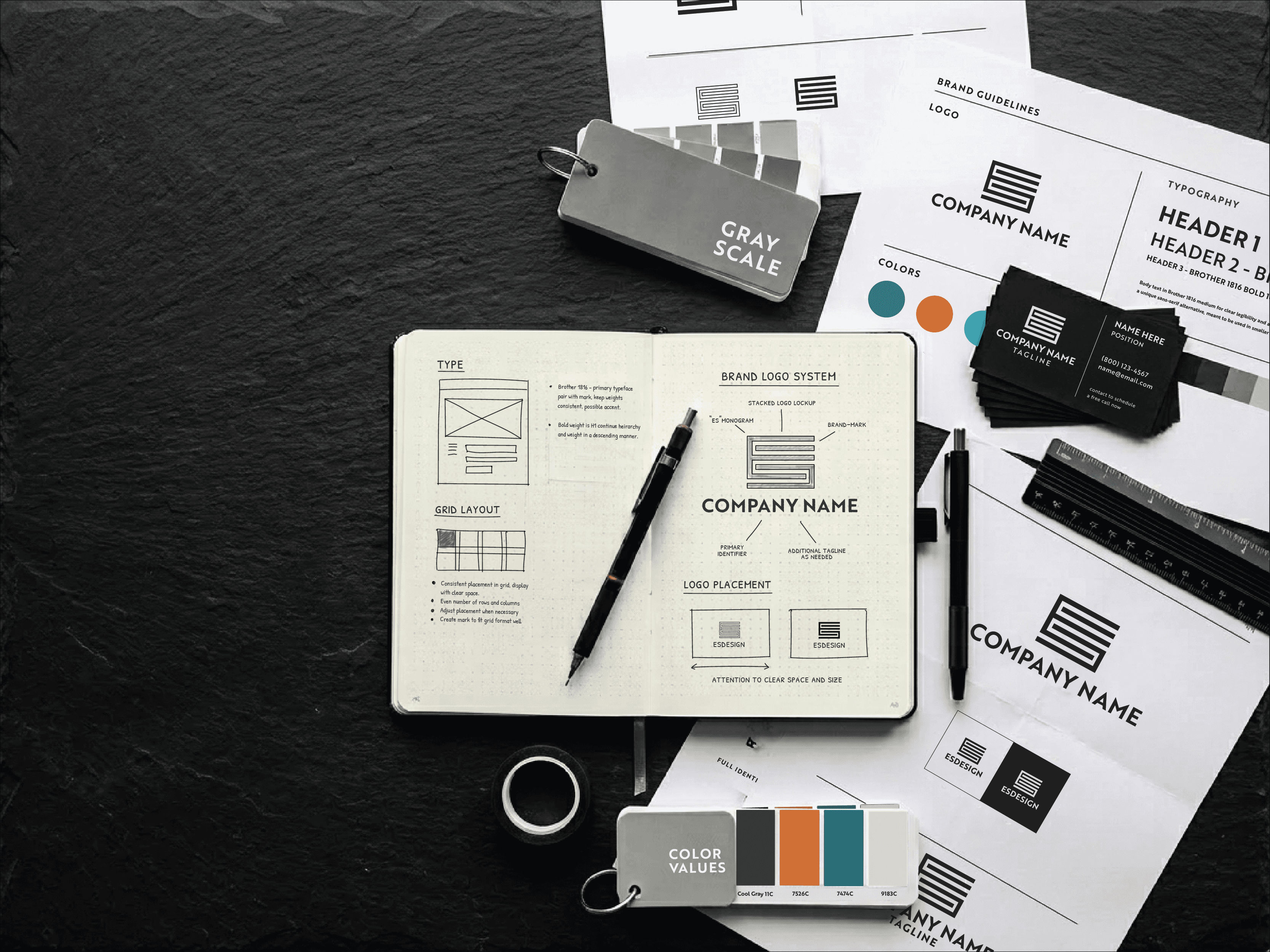 Brand Identity System Brand identity system design service by Ethan Smith — logo suite, color palette, typography, and brand guidelines for businesses in Salt Lake City Utah