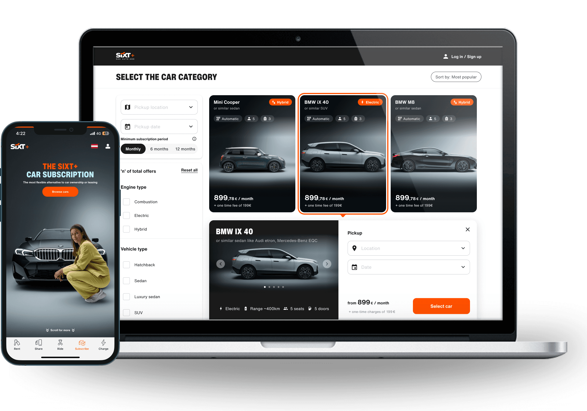 A mockup of mobile and web redesign