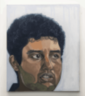 herd of sheep on road painting