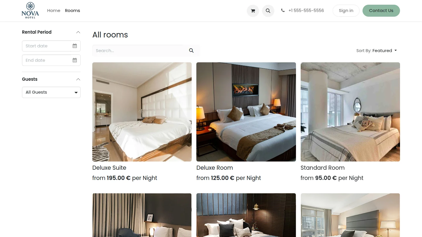Odoo Hotel Booking Website