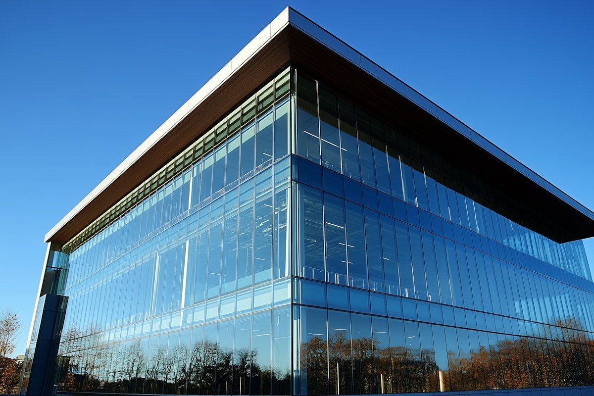 Modern architecture with a glass facade.