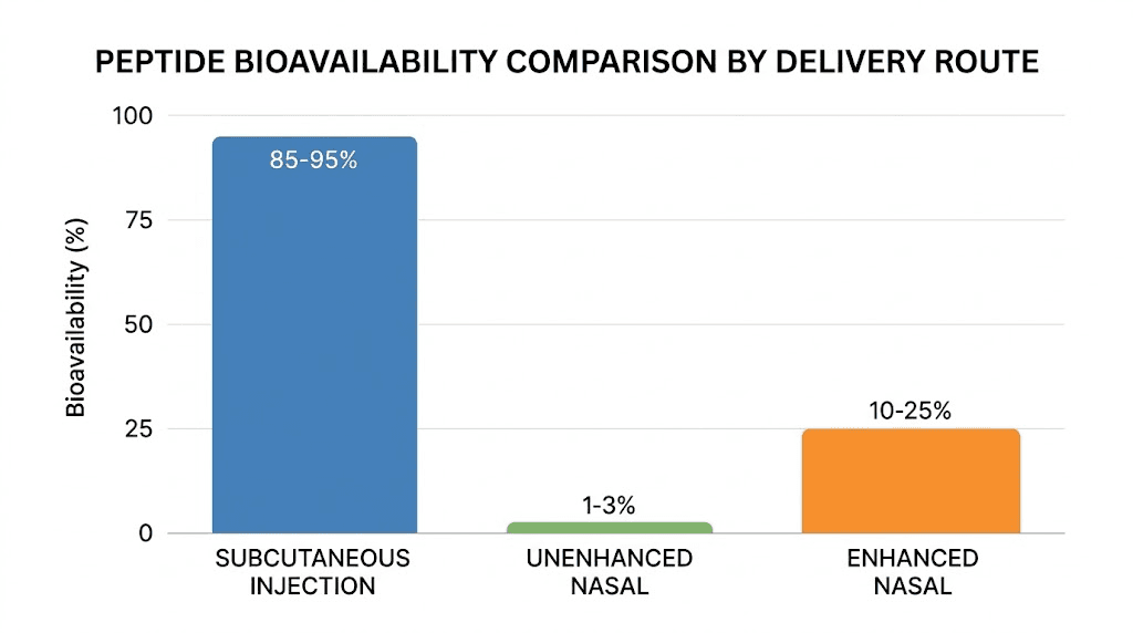 Peptide bioavailability comparison between injection and intranasal delivery routes