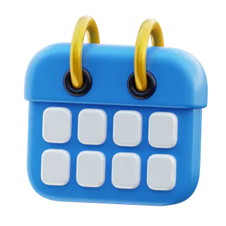 Free 3D calendar icon in blue and gold