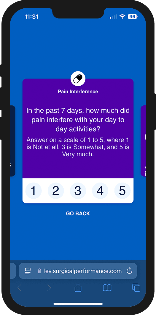iPhone with PROMS Survey Screen