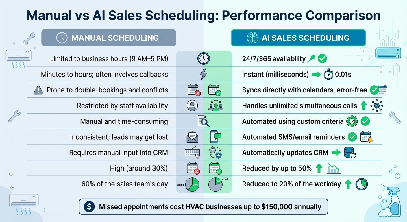 Manual vs AI Sales Scheduling: Performance Comparison for HVAC and Cleaning Businesses