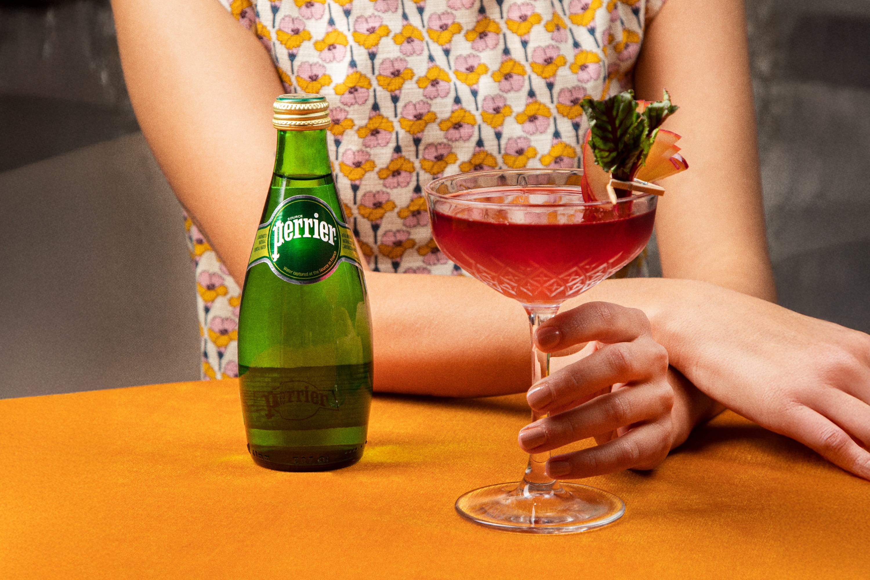 perrier bottle with cocktail