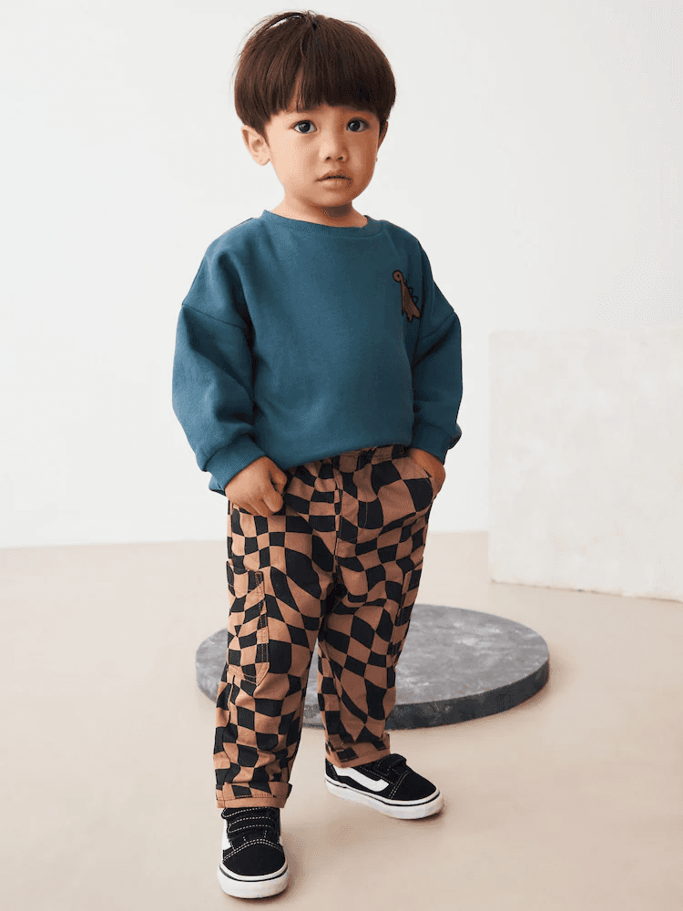 Tiny Dudes - Next - Black/Tan Checkerboard Side Pocket Pull On Trousers (3mths-7yrs) €14 - €17