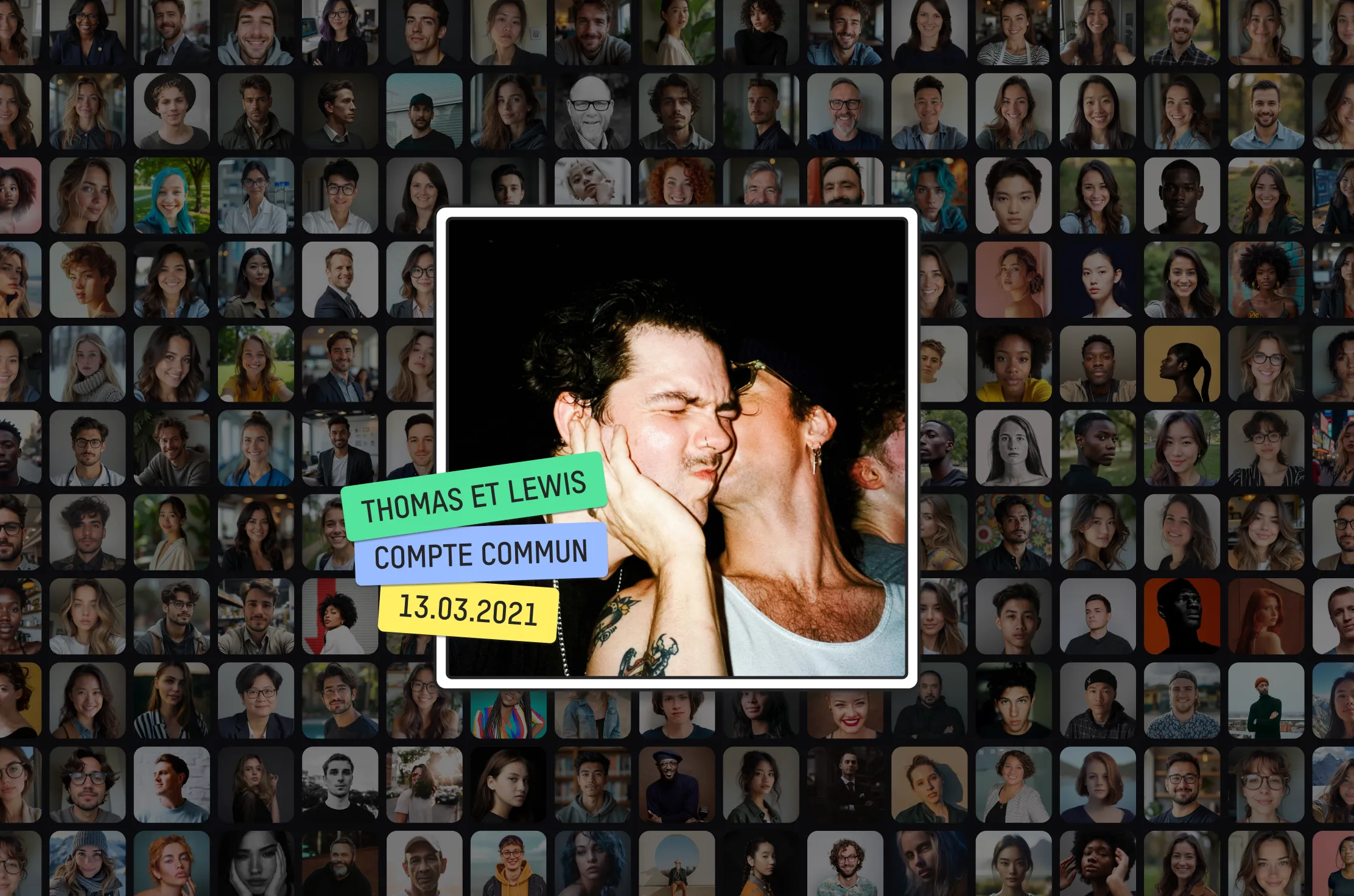 Page Helios consacrée à un compte commun, intégrée à une mosaïque de portraits