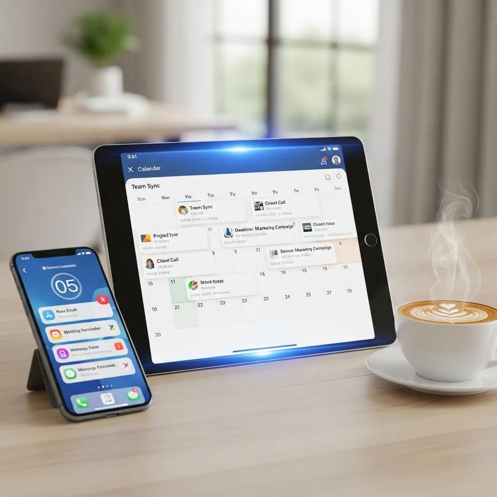 Digital calendar on a tablet showing scheduled appointments and reminders