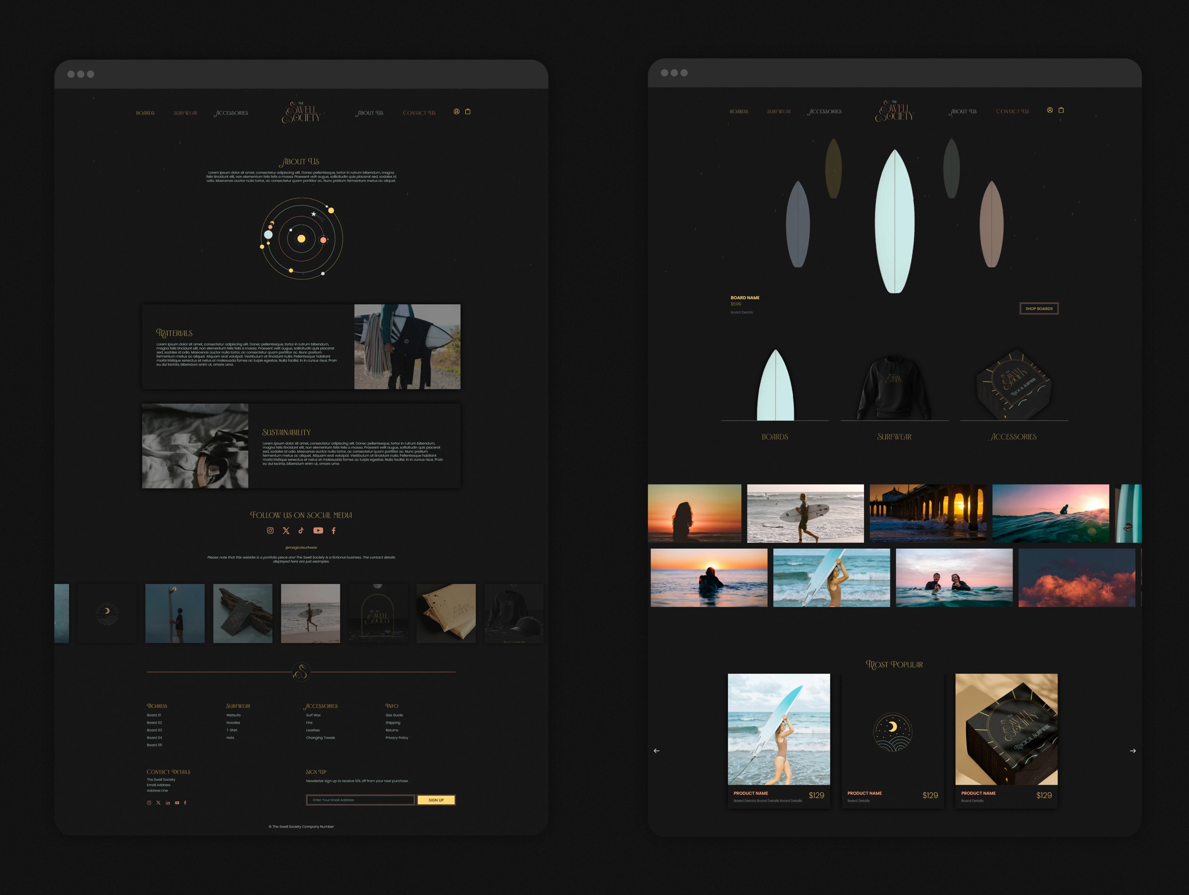 The Swell Society surf gear shop responsive web design on Framer