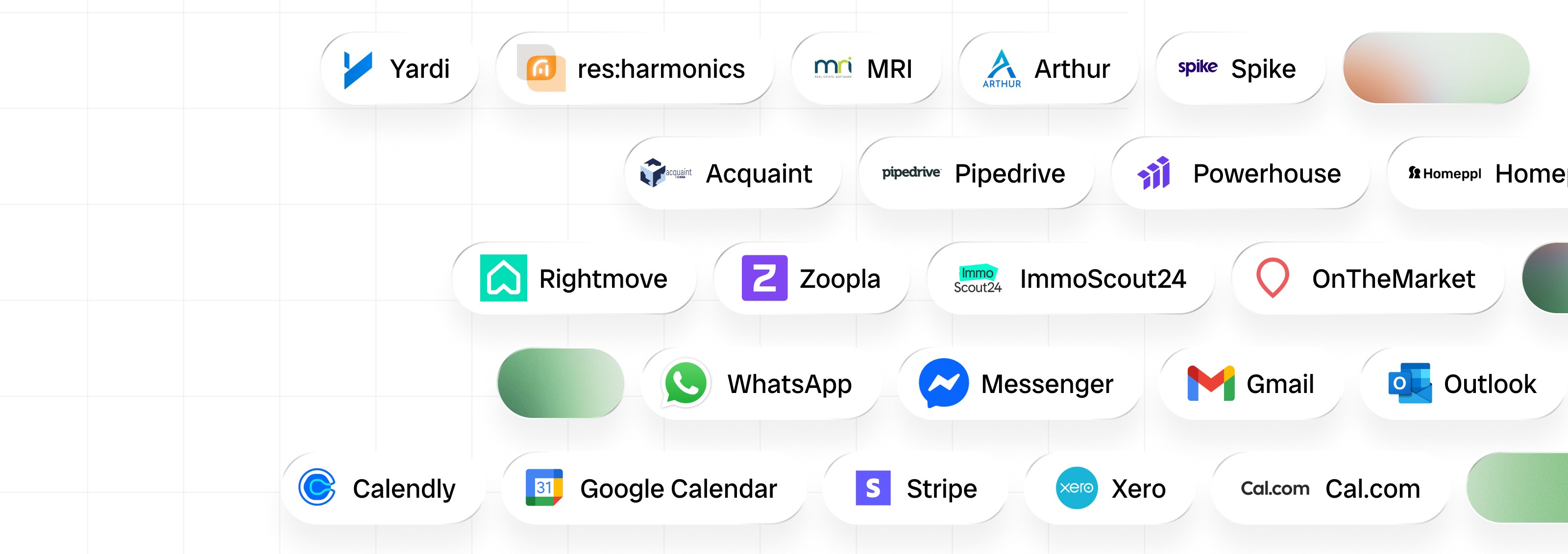 Interface showing tone options ‘Friendly,’ ‘Empathetic,’ and ‘Witty’ connecting to a loading bar labeled ‘Adjusting Brand Tone.’ Below, a sample Vinny message reads: ‘Hi there, I'm Vinny 👋 Tell me what you're looking for in your next home and I’ll help you find the best options.