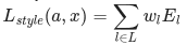 Total style loss formula