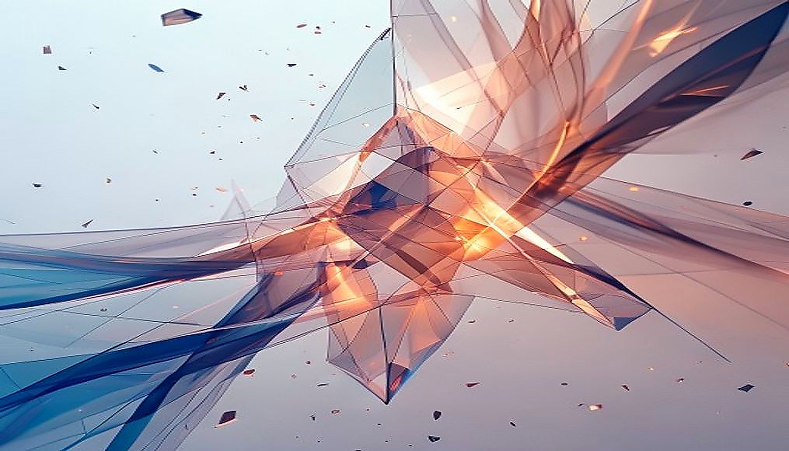 Scattered fragments crystallizing into one sharp form, visualizing how a brand positioning agency focuses market identity.