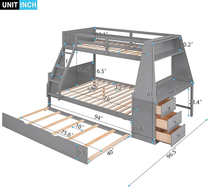 The trundle bed with desk is a stylish addition that complements any interior design.