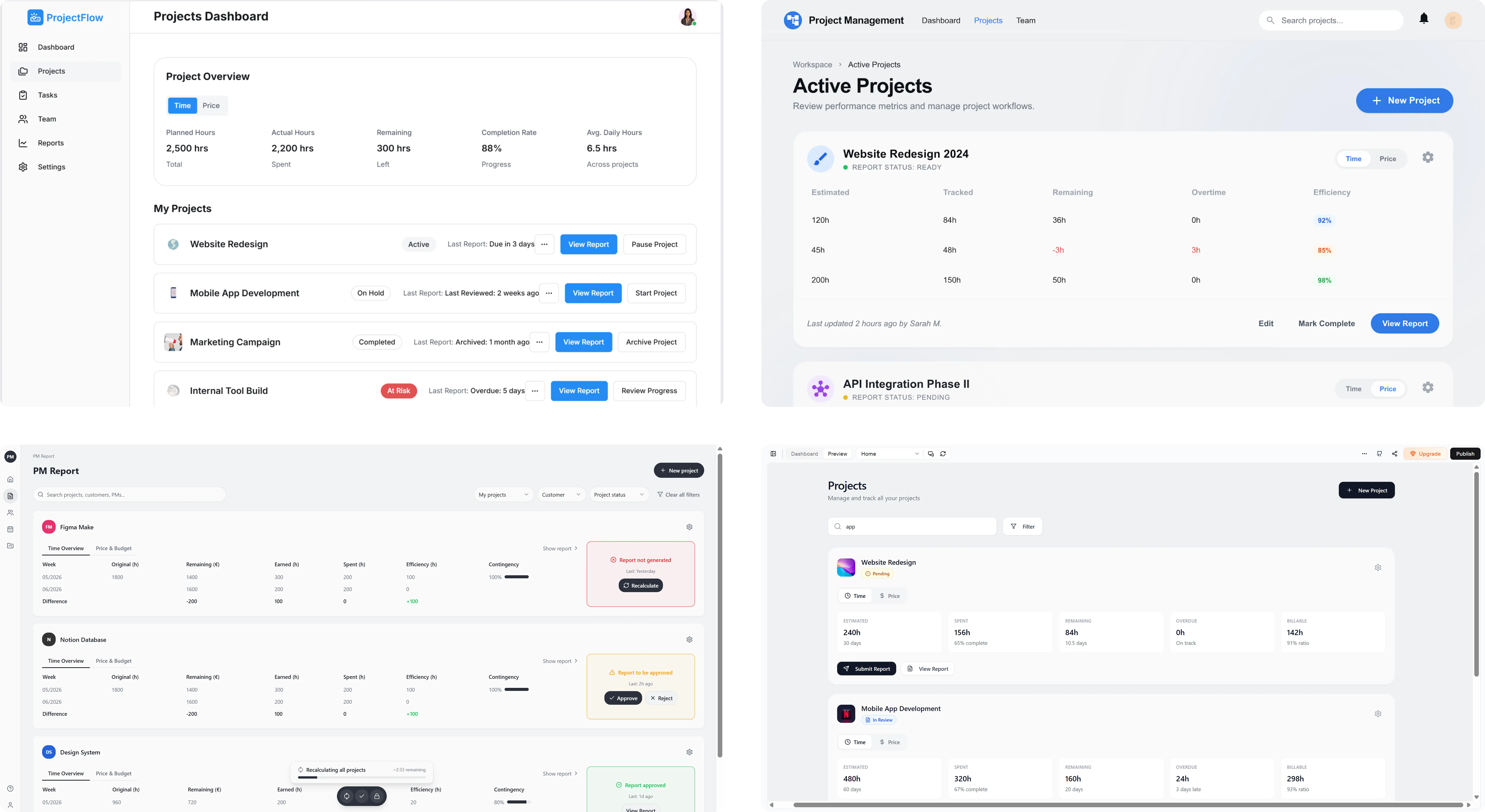 AI-generated mockups of the homepage