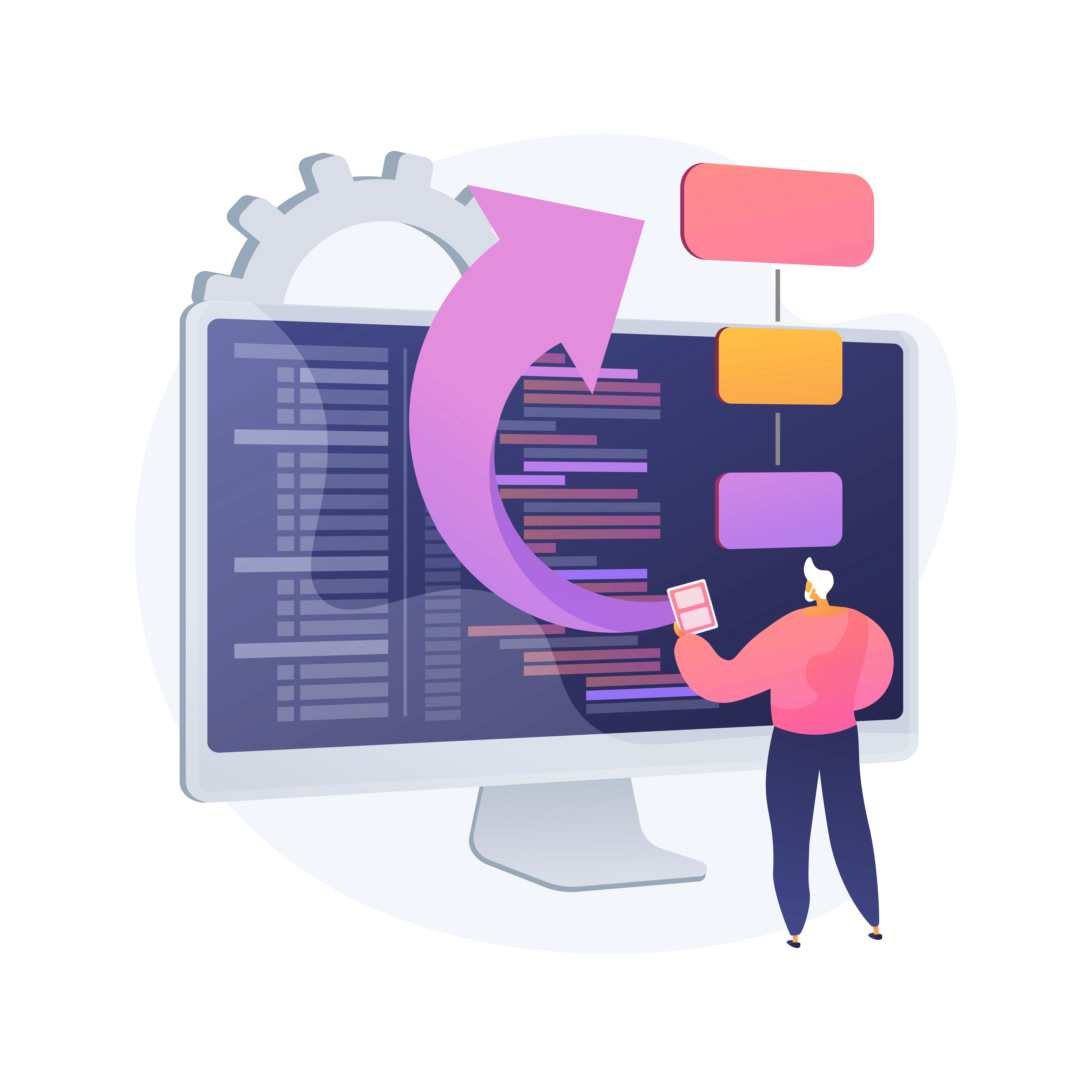 This is the image of an employee of a software provider company who is doing a regular maintainence and upgradation of the software provided to the customer.