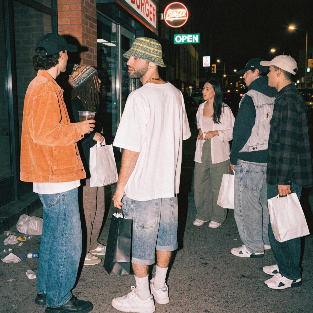 people standing around outside store