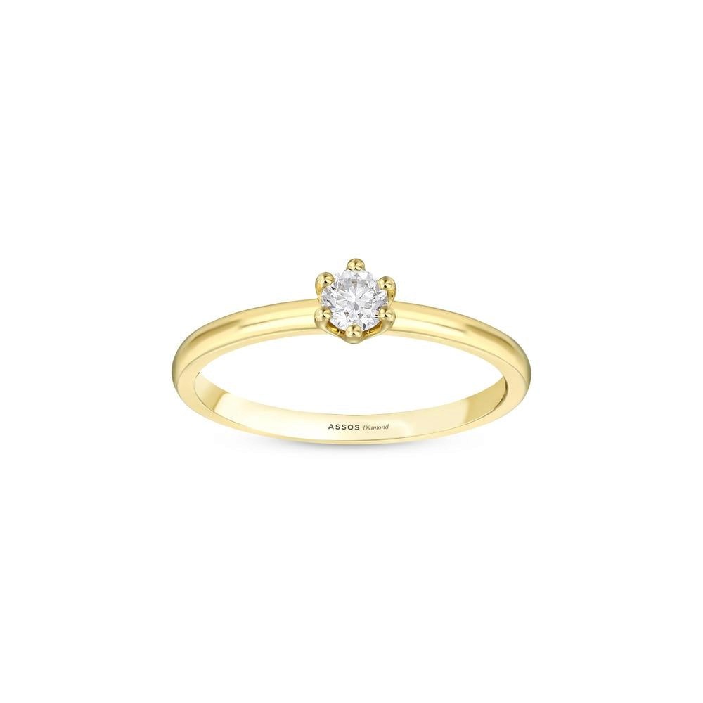 Assos 0.10 Karat G SI1 Pırlanta Tektaş Yüzük 14 Ayar Altın
