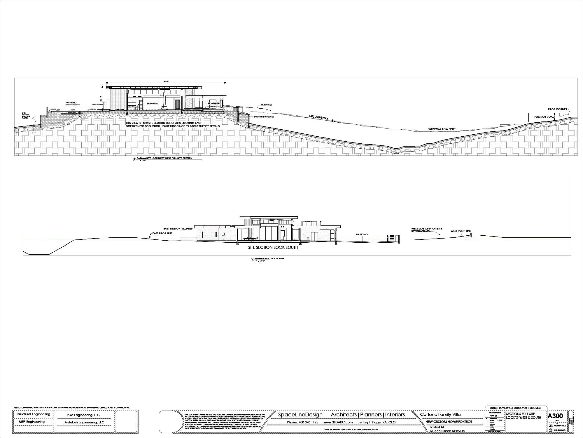 Architectural drawing by SpaceLineDesign featuring a modern hillside home.