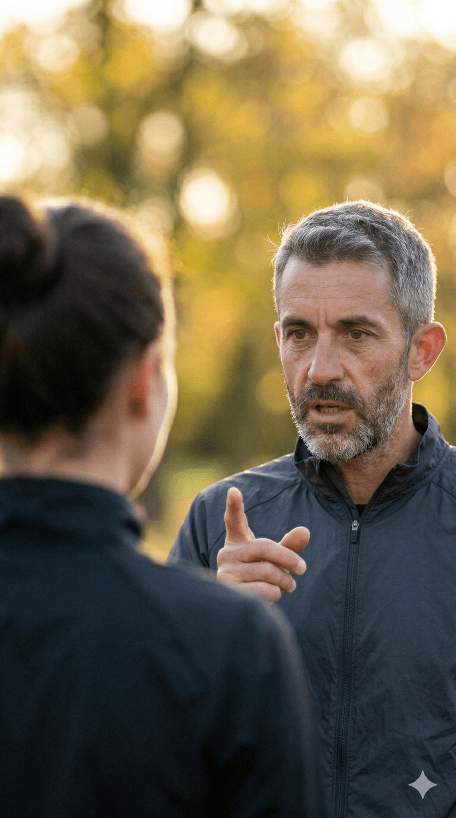 Coach explaining something to an athlete