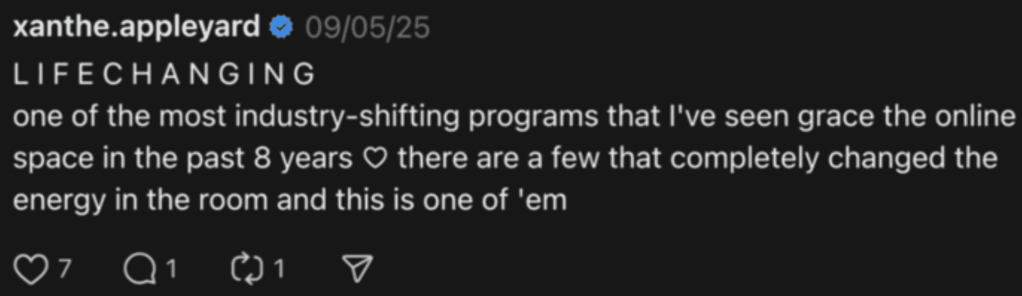 Member message screenshot