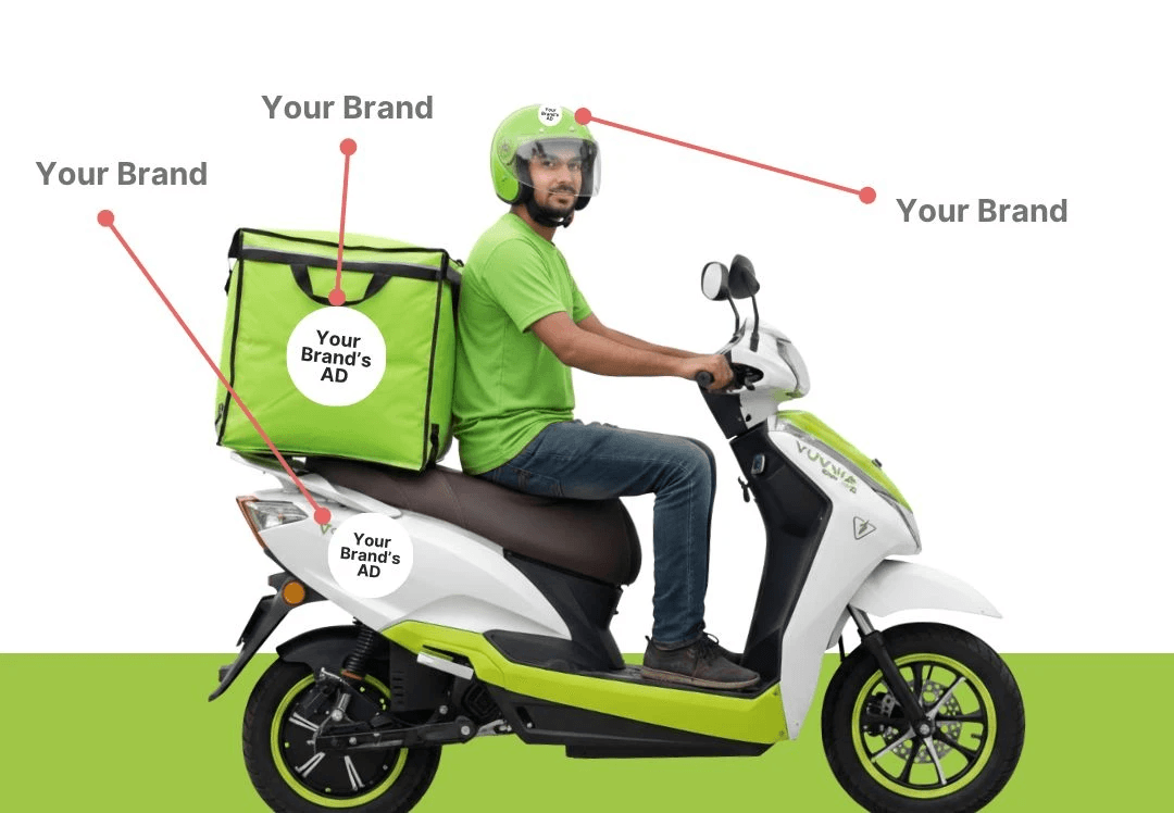 Yuvwaa delivery rider on ev scooter.