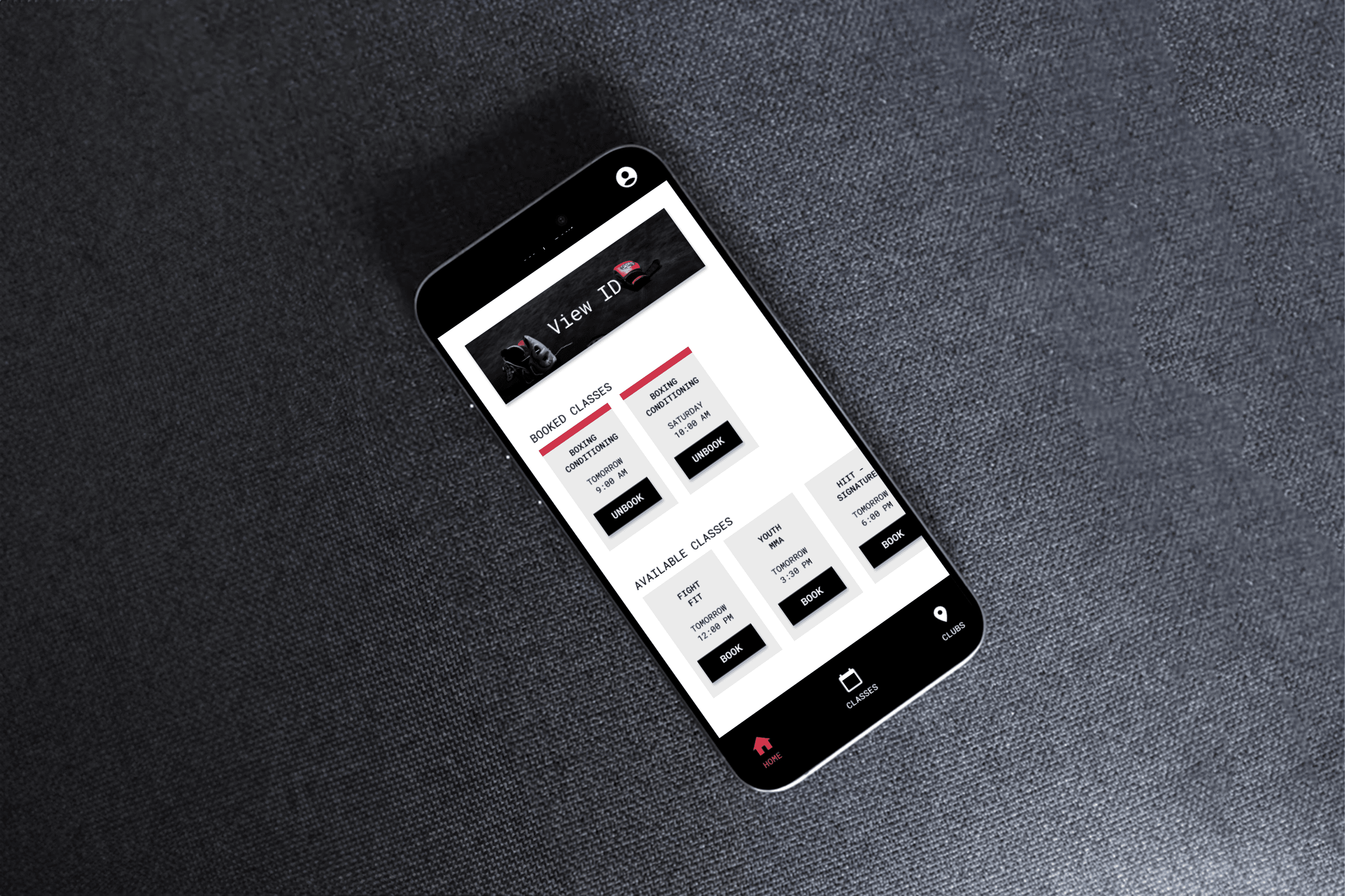 App mockup on touchscreen phone