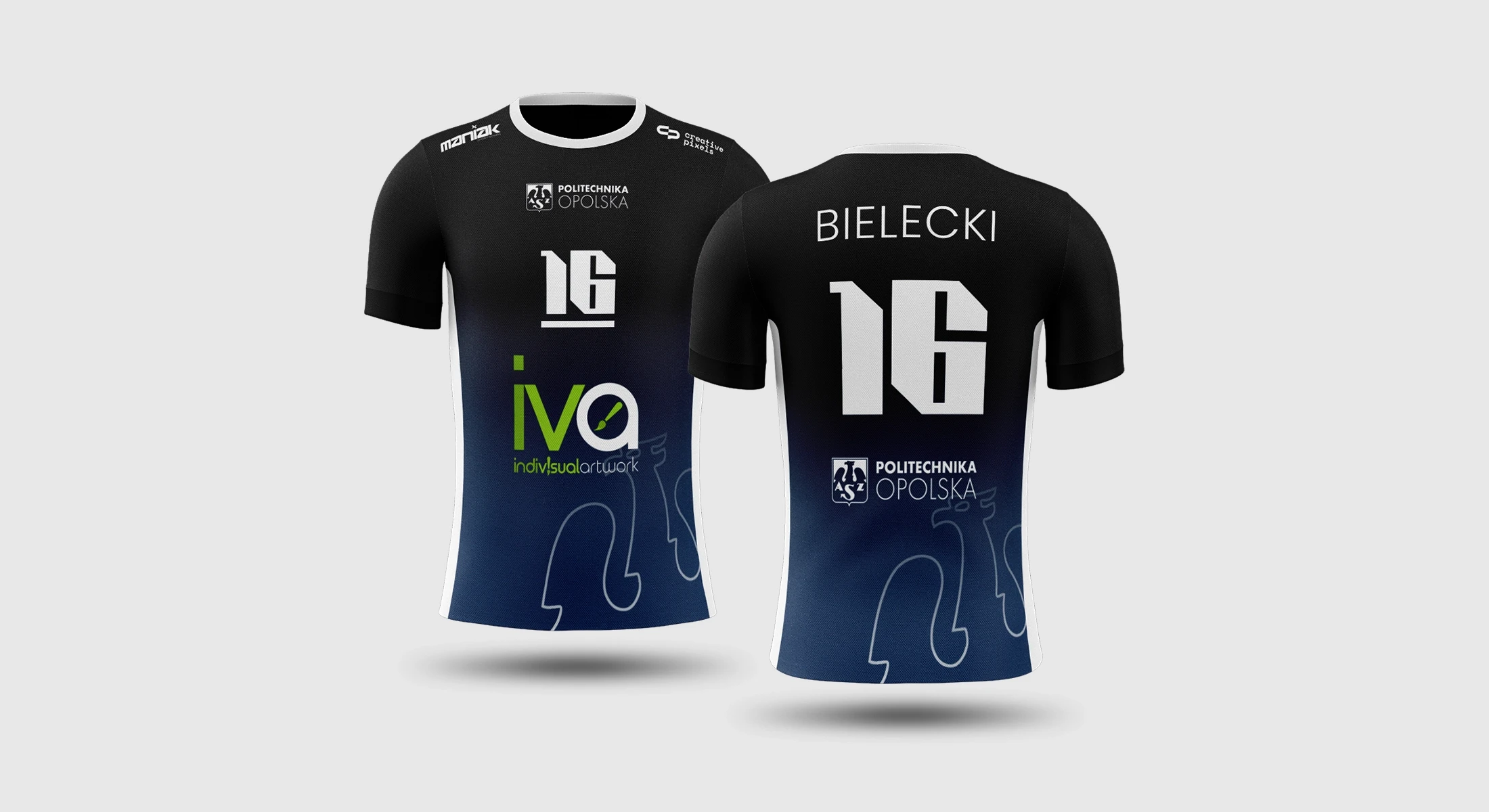 Front oraz tył koszulki sportowej AZS Politechnika Opolska