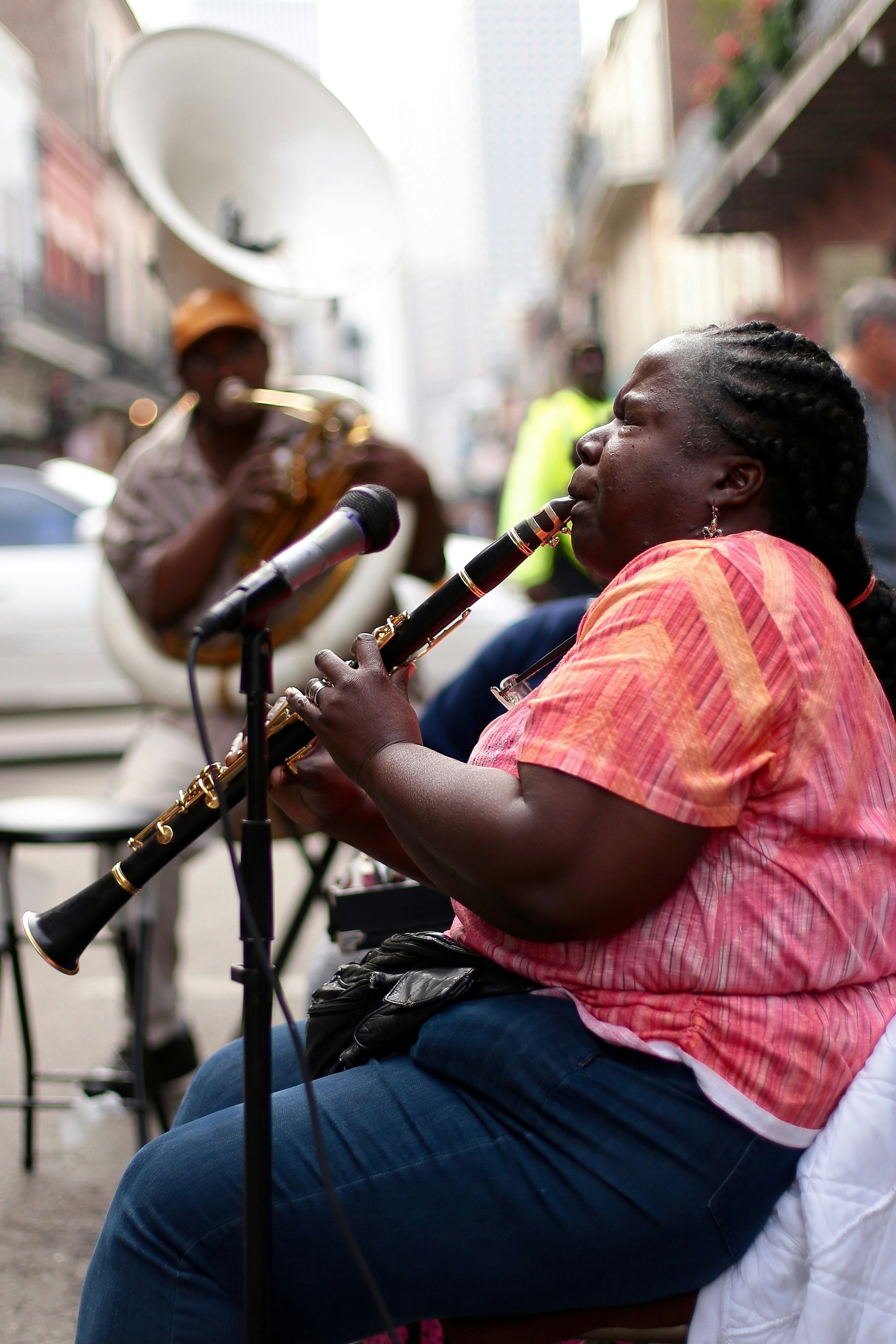 trumpet playing girl on streets